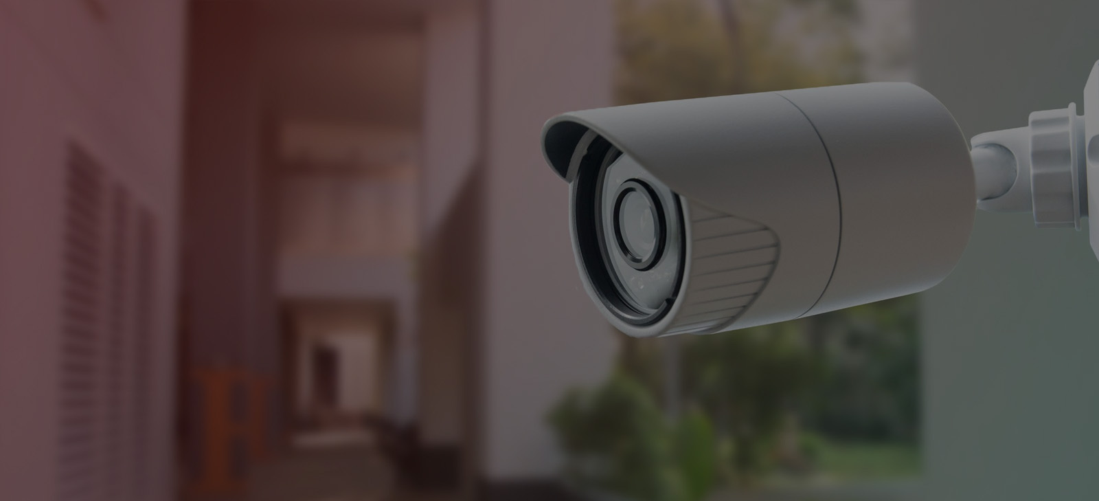 Modern residential and commercial security system with surveillance cameras and alarm monitoring