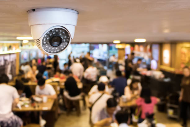 Commercial CCTV camera system for business security, showing high-tech cameras monitoring a property, ensuring protection against theft, vandalism, and security threats.